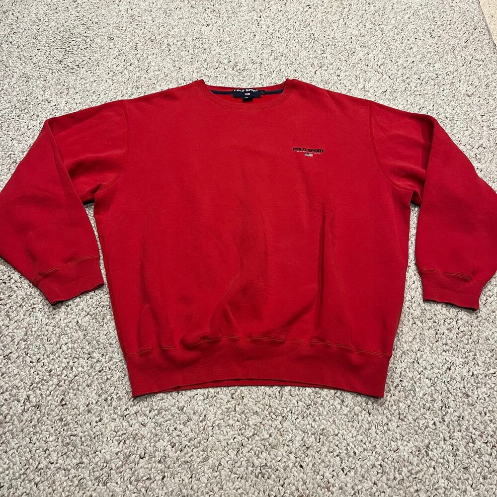 Polo Ralph Lauren Sport Crewneck Sweatshirt L Preppy Athleisure American Flag